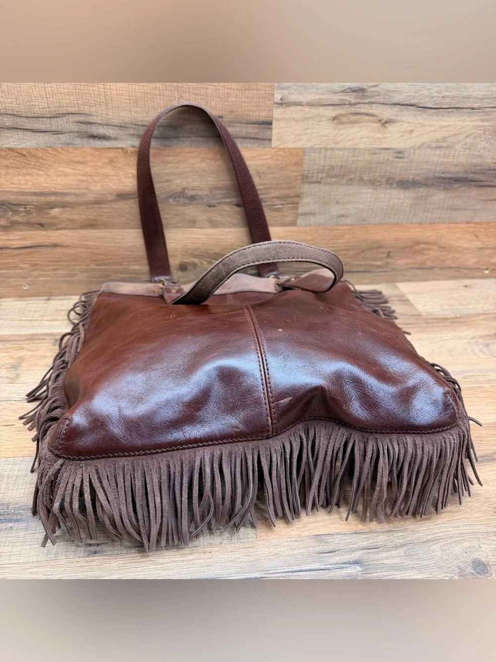 Tory Burch Brown Leather Fringe Shoulder Bag